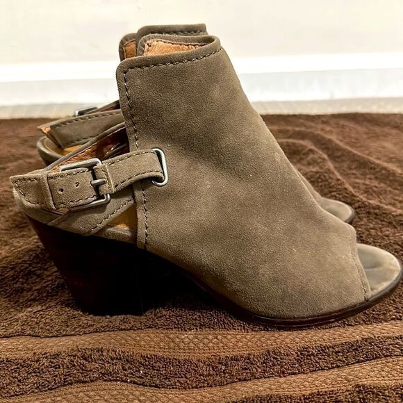 Frye Dani Shield Sling Suede Heel Sandals Sz 10 - Picture 1 of 9